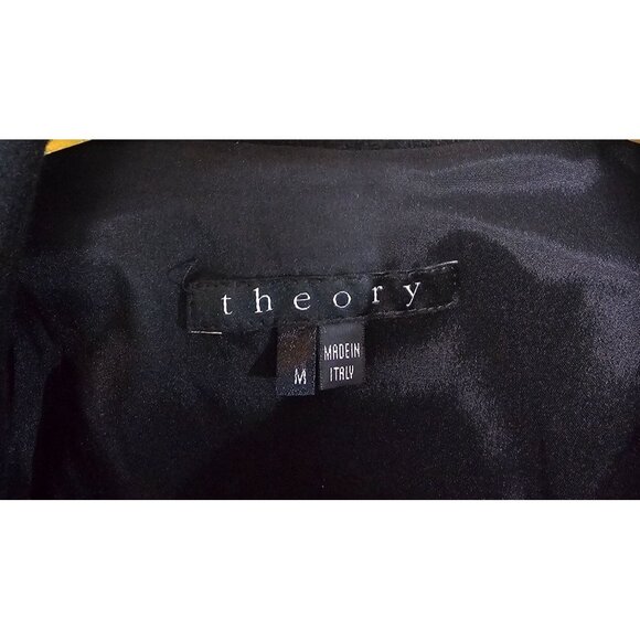 Theory Women's Black Lamb Leather Double-Breasted Moto Jacket Size M 2752 - Picture 7 of 12